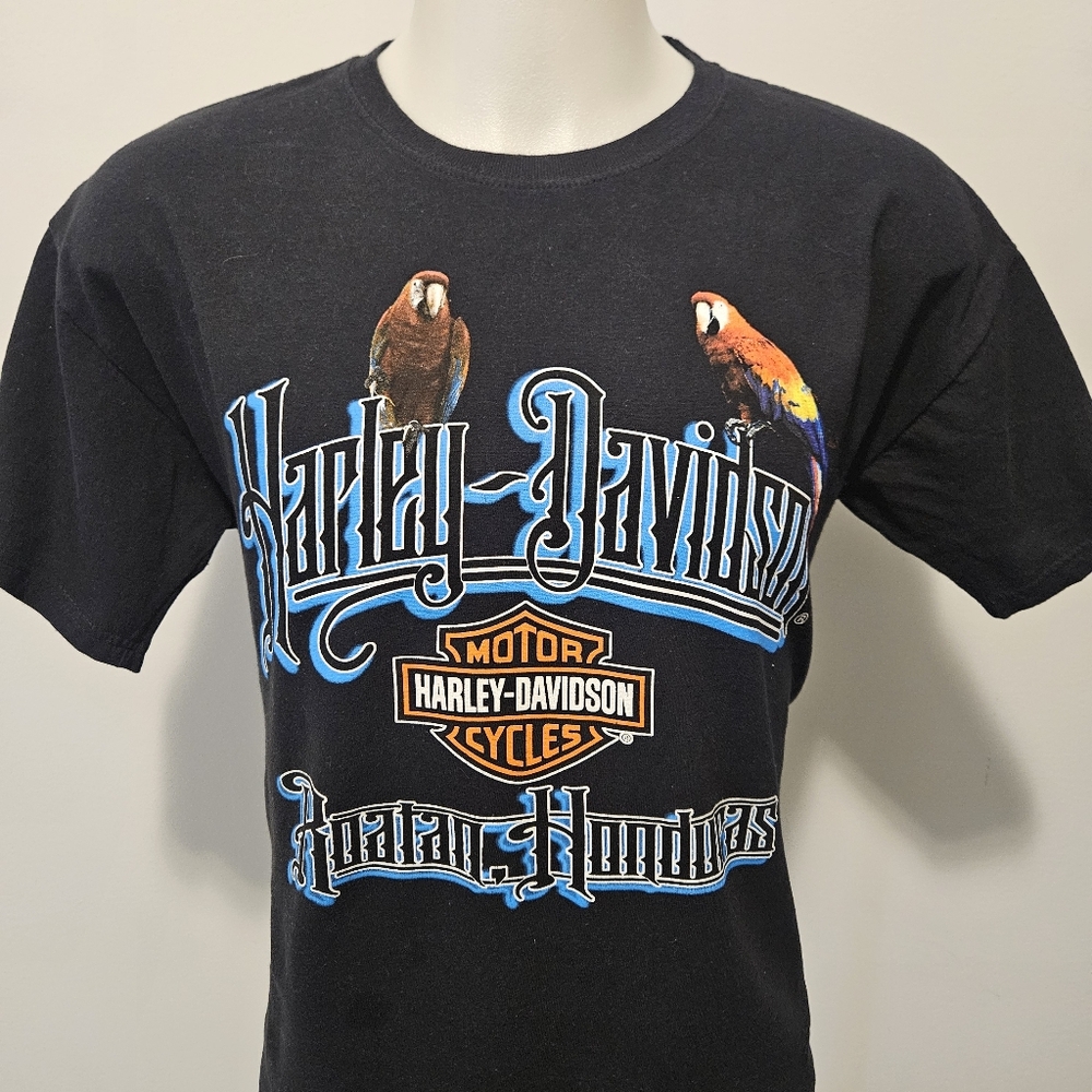 Harley Davidson Roatan Honduras Macau T Shirt Mens Medium Black 100% Cotton - Picture 2 of 10
